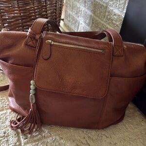Lily Jade Madeline convertible tote Brandy caramel pebble leather backpack